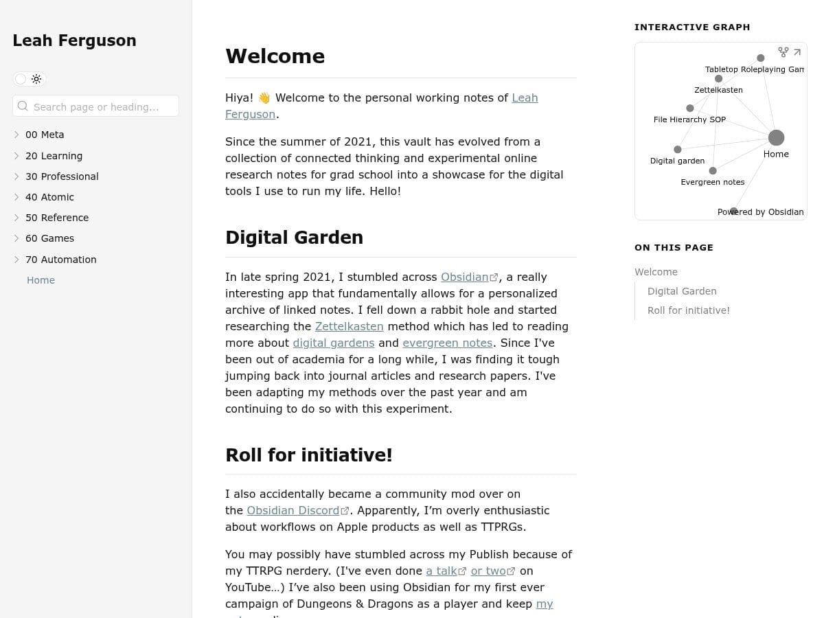 Leah Ferguson's Digital Garden - Screenshot