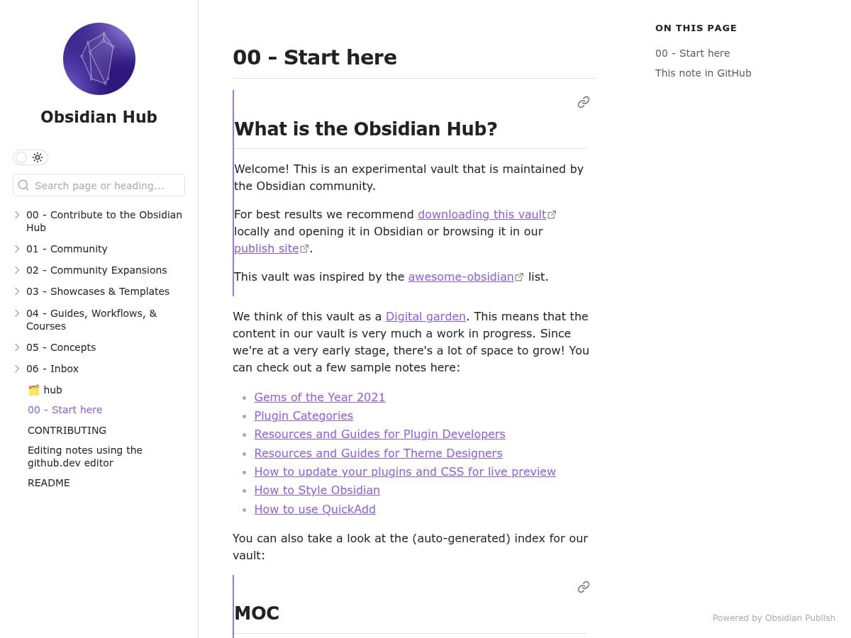 Obsidian Community Hub - Screenshot